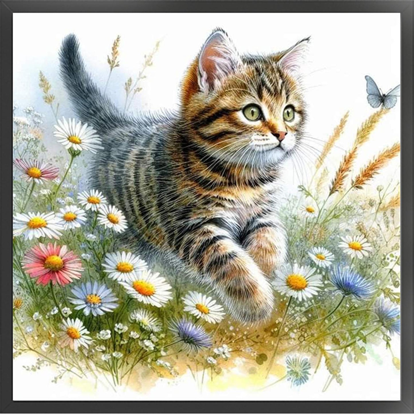 Cat - Partial 11CT Stamped Cross Stitch - Bead Embroidery 36x36CM/14.17x14.17in