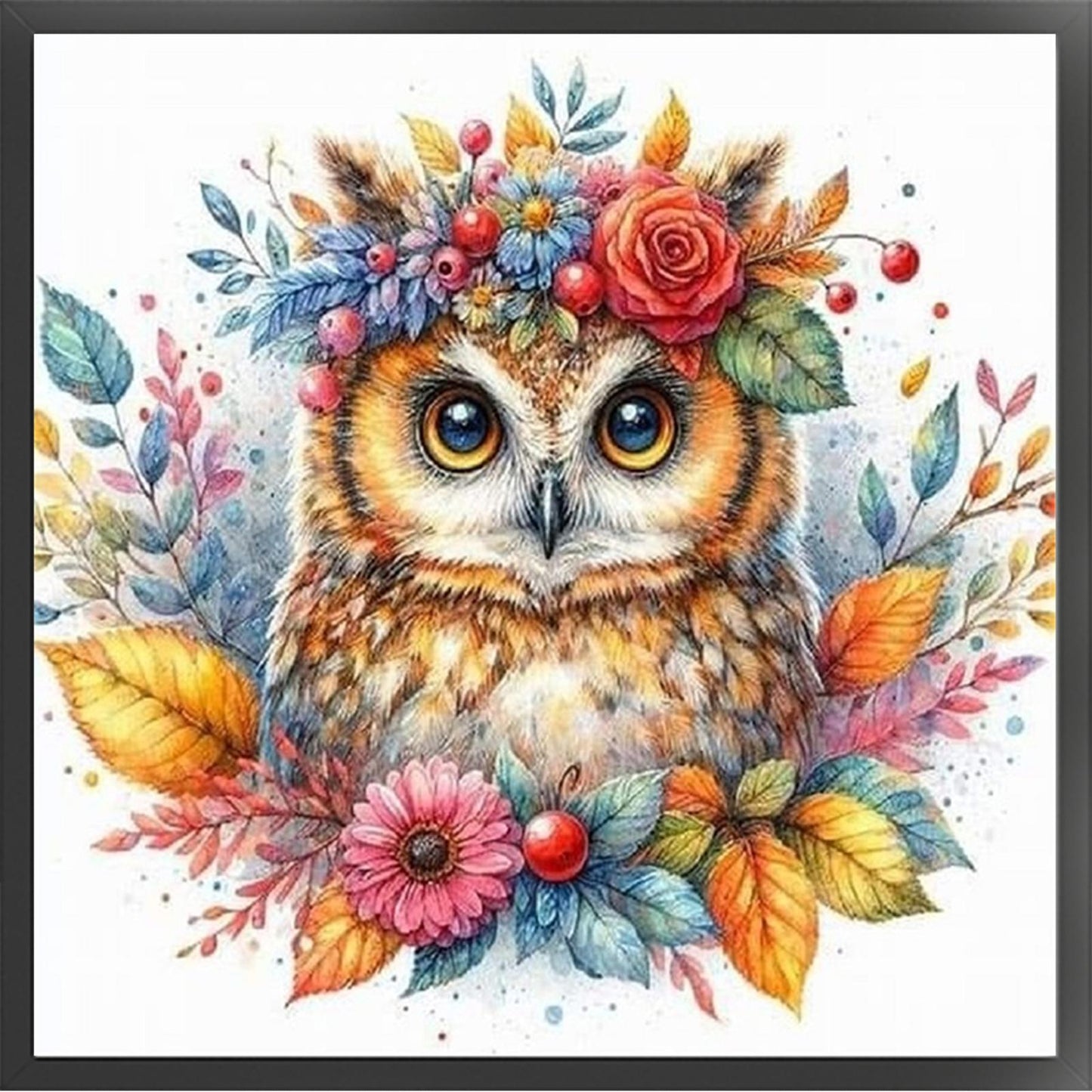 Owl - Partial 11CT Stamped Cross Stitch - Bead Embroidery 36x36CM/14.17x14.17in