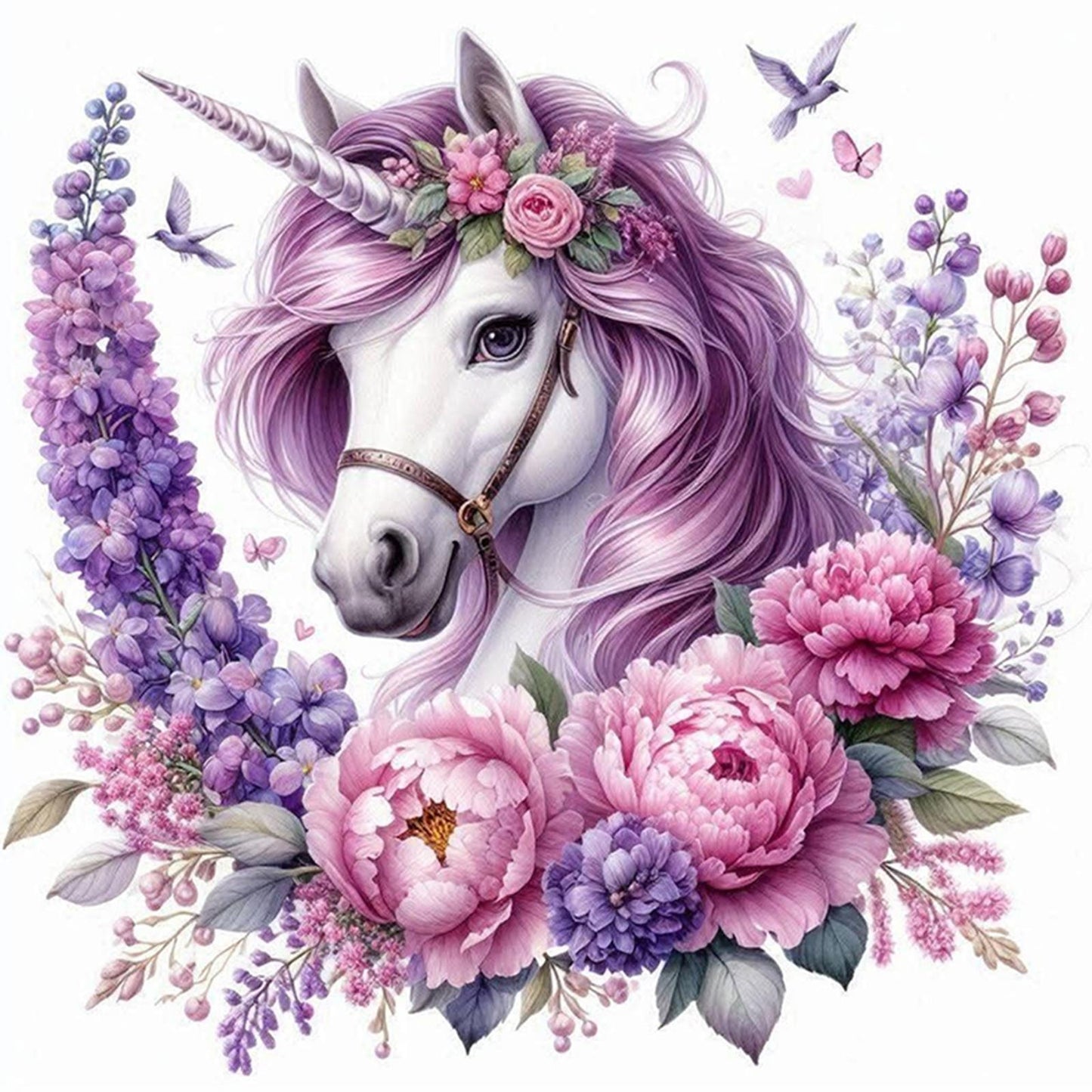 Unicorn - Partial 11CT Stamped Cross Stitch - Bead Embroidery 36x36CM/14.17x14.17in