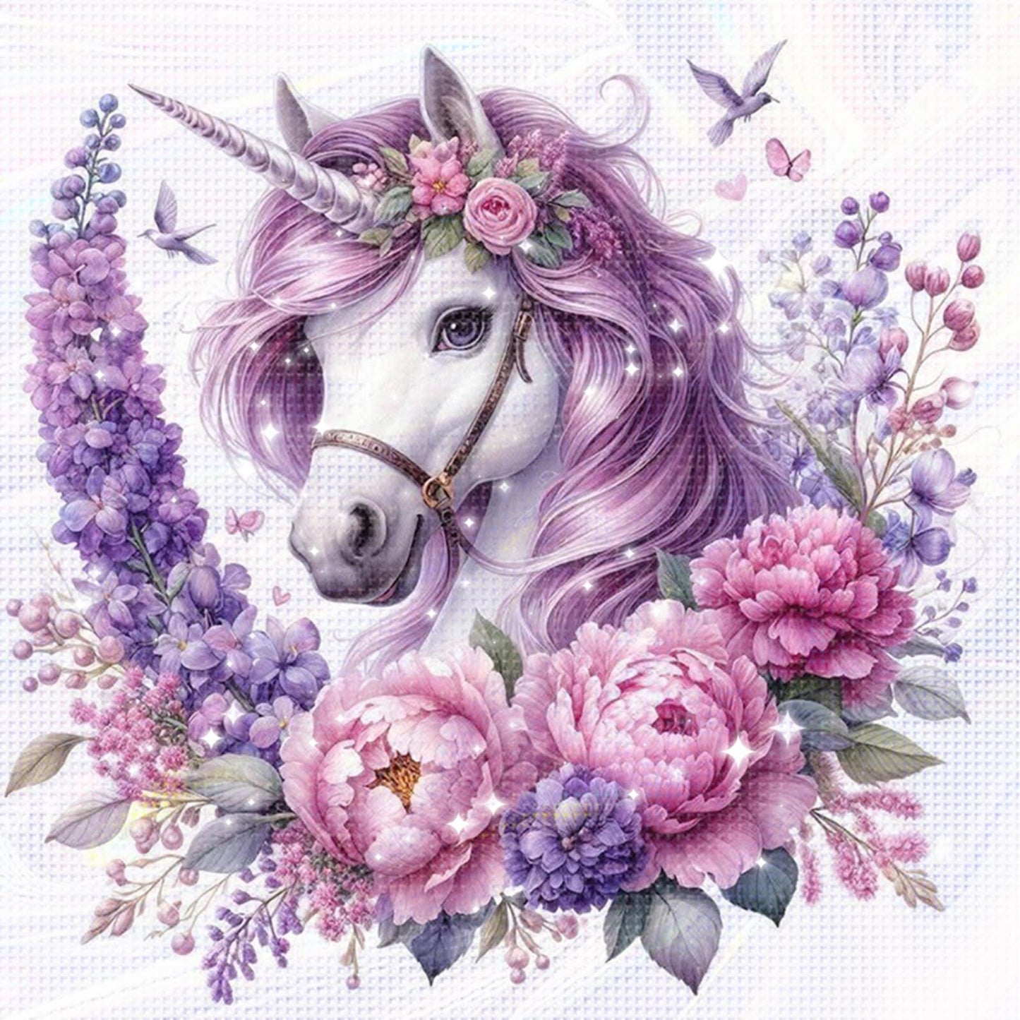Unicorn - Partial 11CT Stamped Cross Stitch - Bead Embroidery 36x36CM/14.17x14.17in