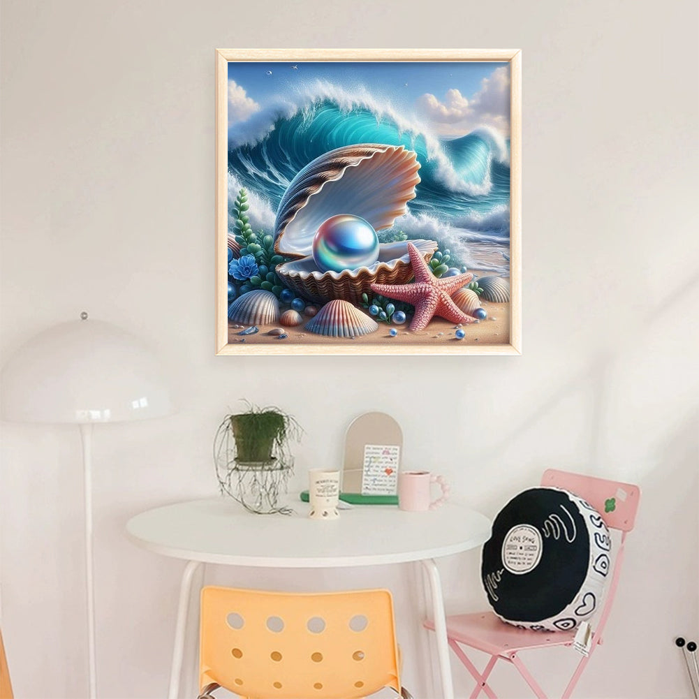 Beach Scenery With Shells - Full 11CT Stamped Cross Stitch 50x50CM - Yishu