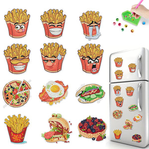 12PCS 2D Flat DIY Magnetic Refrigerator Stickers Diamond Art Kits for Home Decor
