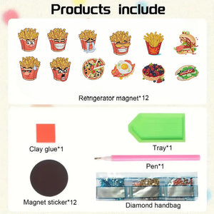 12PCS 2D Flat DIY Magnetic Refrigerator Stickers Diamond Art Kits for Home Decor