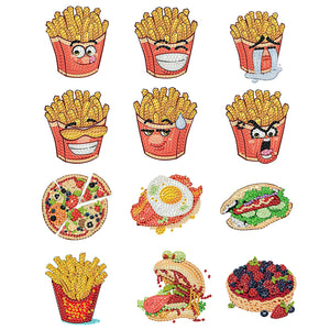 12PCS 2D Flat DIY Magnetic Refrigerator Stickers Diamond Art Kits for Home Decor