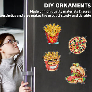 12PCS 2D Flat DIY Magnetic Refrigerator Stickers Diamond Art Kits for Home Decor