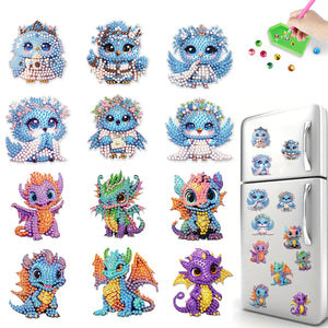 12PCS 2D Flat DIY Magnetic Refrigerator Stickers Diamond Art Kits for Home Decor