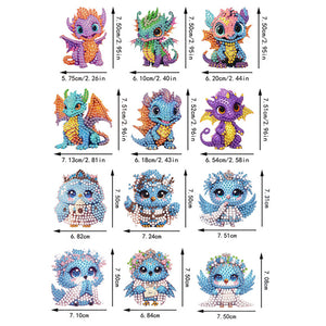 12PCS 2D Flat DIY Magnetic Refrigerator Stickers Diamond Art Kits for Home Decor