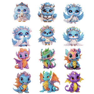 12PCS 2D Flat DIY Magnetic Refrigerator Stickers Diamond Art Kits for Home Decor