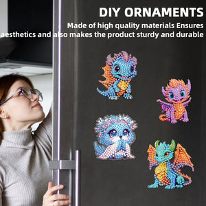 12PCS 2D Flat DIY Magnetic Refrigerator Stickers Diamond Art Kits for Home Decor