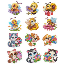 Load image into Gallery viewer, 12PCS 2D Flat DIY Magnetic Refrigerator Stickers Diamond Art Kits for Home Decor

