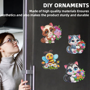 12PCS 2D Flat DIY Magnetic Refrigerator Stickers Diamond Art Kits for Home Decor
