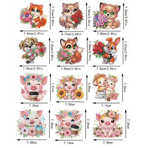 12PCS 2D Flat DIY Magnetic Refrigerator Stickers Diamond Art Kits for Home Decor