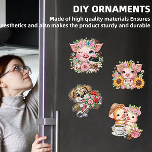 12PCS 2D Flat DIY Magnetic Refrigerator Stickers Diamond Art Kits for Home Decor