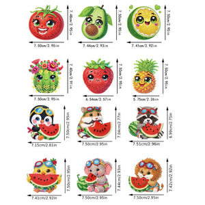 12PCS 2D Flat DIY Magnetic Refrigerator Stickers Diamond Art Kits for Home Decor