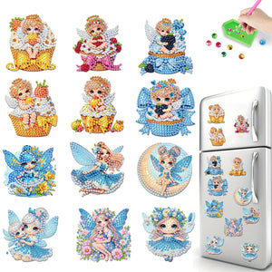 12PCS 2D Flat DIY Magnetic Refrigerator Stickers Diamond Art Kits for Home Decor