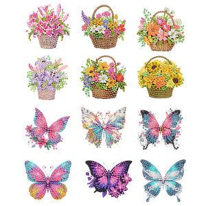 12PCS 2D Flat DIY Magnetic Refrigerator Stickers Diamond Art Kits for Home Decor