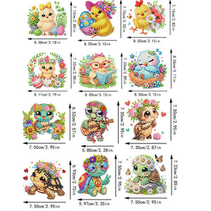 12PCS 2D Flat DIY Magnetic Refrigerator Stickers Diamond Art Kits for Home Decor