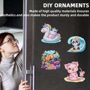 12PCS 2D Flat DIY Magnetic Refrigerator Stickers Diamond Art Kits for Home Decor