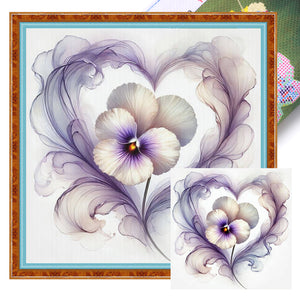 Heart Pansy - 40*40CM 11CT Stamped Cross Stitch