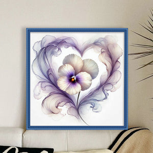 Heart Pansy - 40*40CM 11CT Stamped Cross Stitch