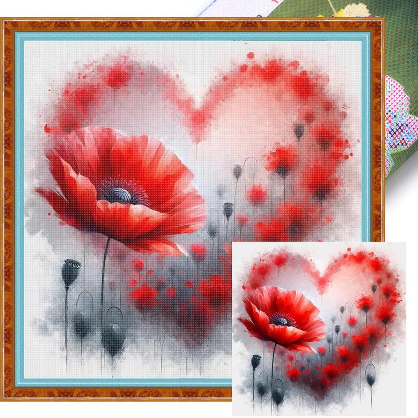 Poppy With Love - Full 11CT Stamped Cross Stitch 40x40CM - Band