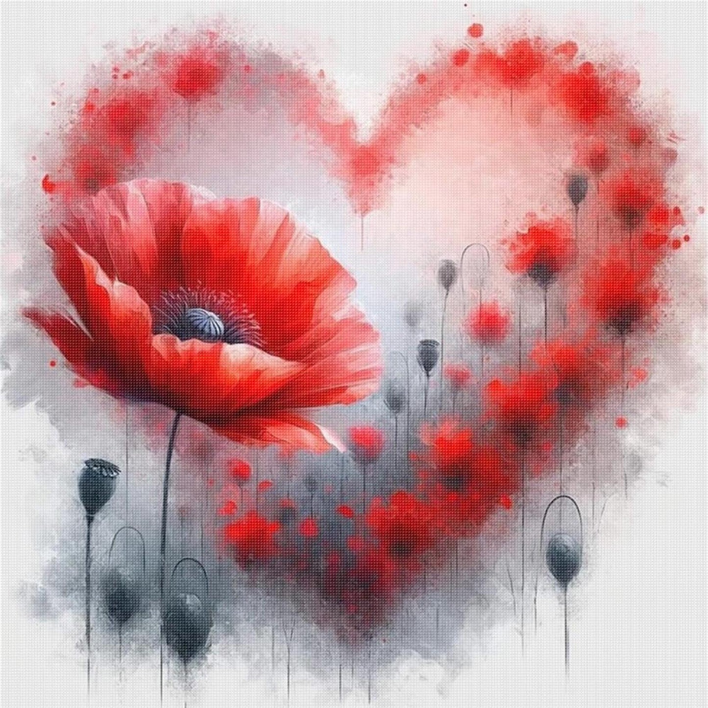 Poppy With Love - Full 11CT Stamped Cross Stitch 40x40CM - Band