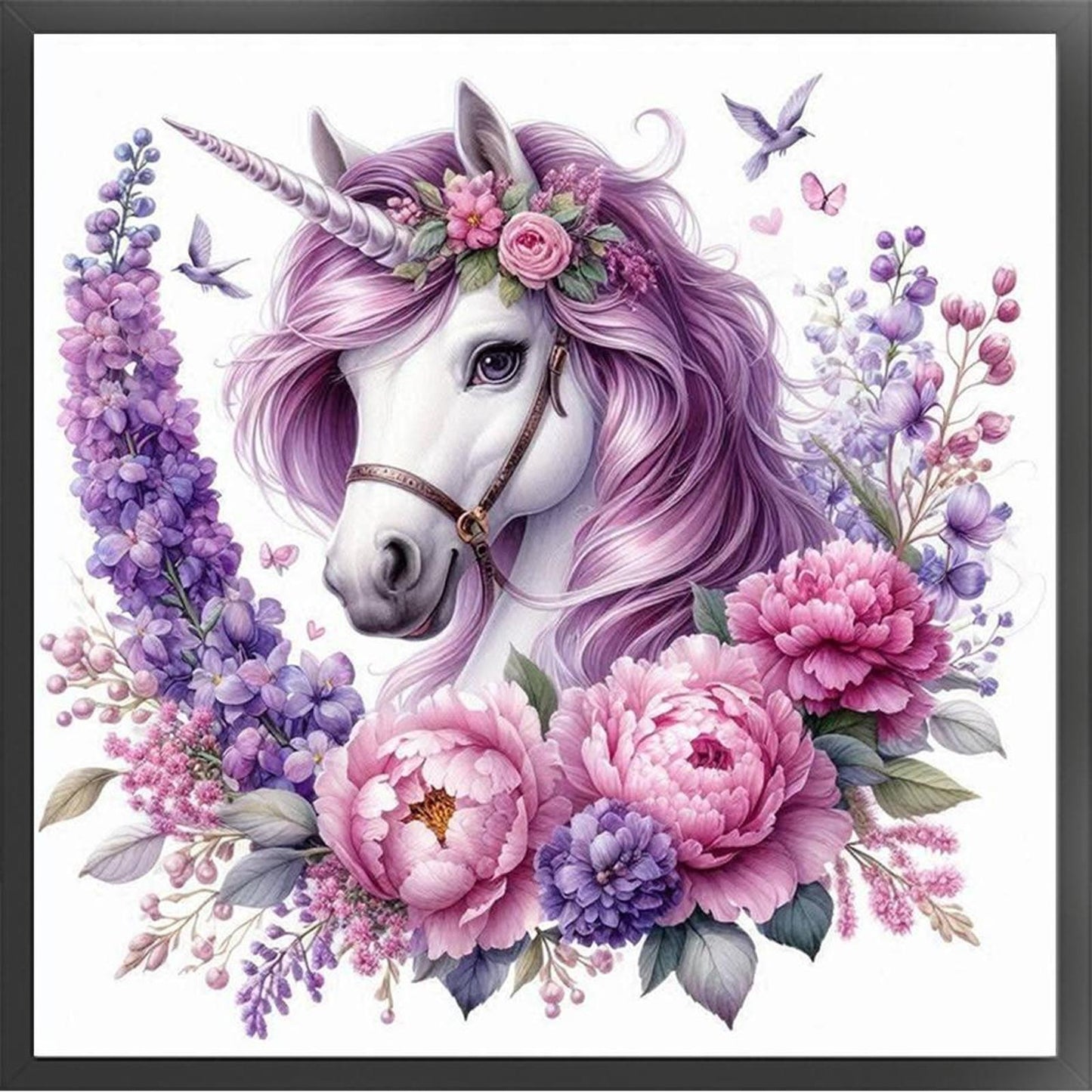Unicorn With Flowers And Plants - Full 11CT Stamped Cross Stitch 40x40CM - Yishu