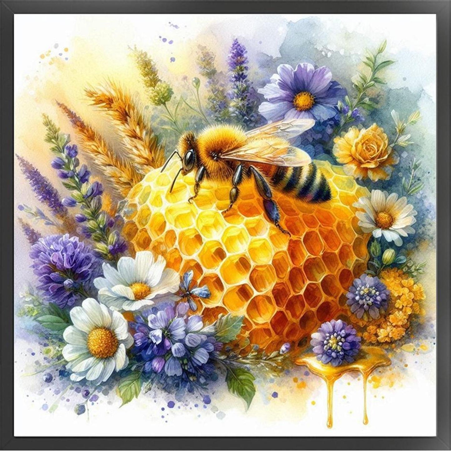 Bees And Flowers - Full 11CT Stamped Cross Stitch 40x40CM - Yishu