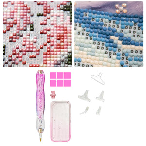 DIY Diamond Painting Pen Diamond Art Pen Diamond Painting Tools (14pcs Pink)