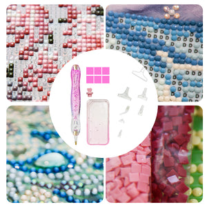 DIY Diamond Painting Pen Diamond Art Pen Diamond Painting Tools (14pcs Pink)