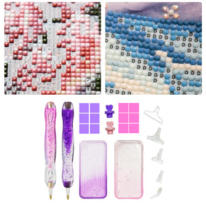 Diamond Painting Pen Diamond Art Pen Diamond Painting Tools (23pcs Pink Purple)