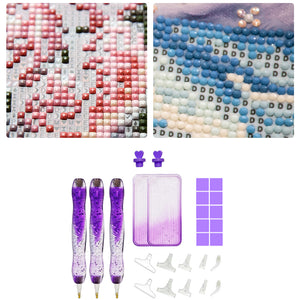DIY Diamond Painting Pen Diamond Art Pen Diamond Painting Tools (27pcs Purple)