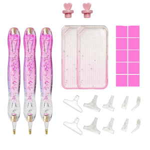 DIY Diamond Painting Pen Diamond Art Pen Diamond Painting Tools (27pcs Pink)