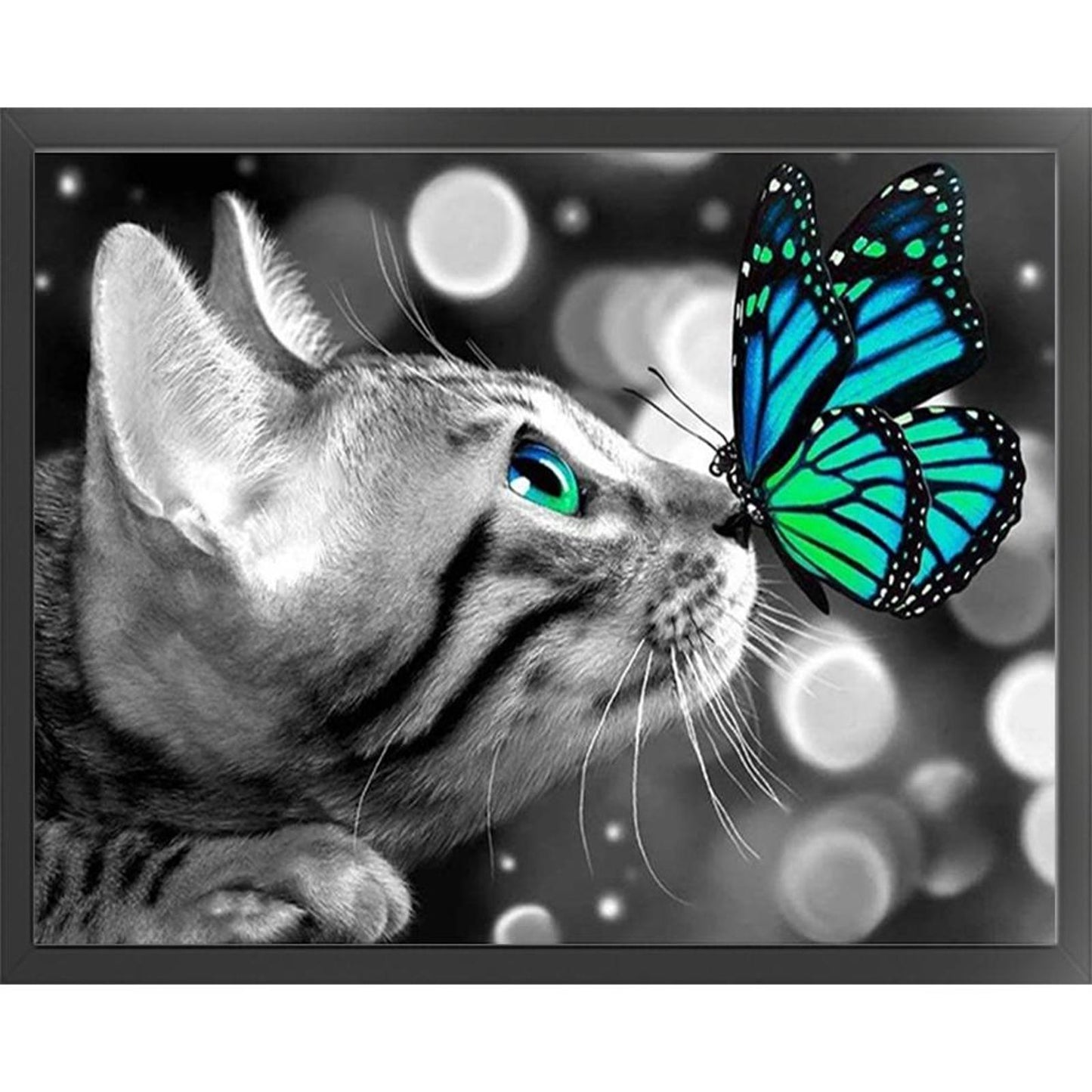 Cat And Butterfly - Full 11CT Stamped Cross Stitch 50x40CM - Huacan