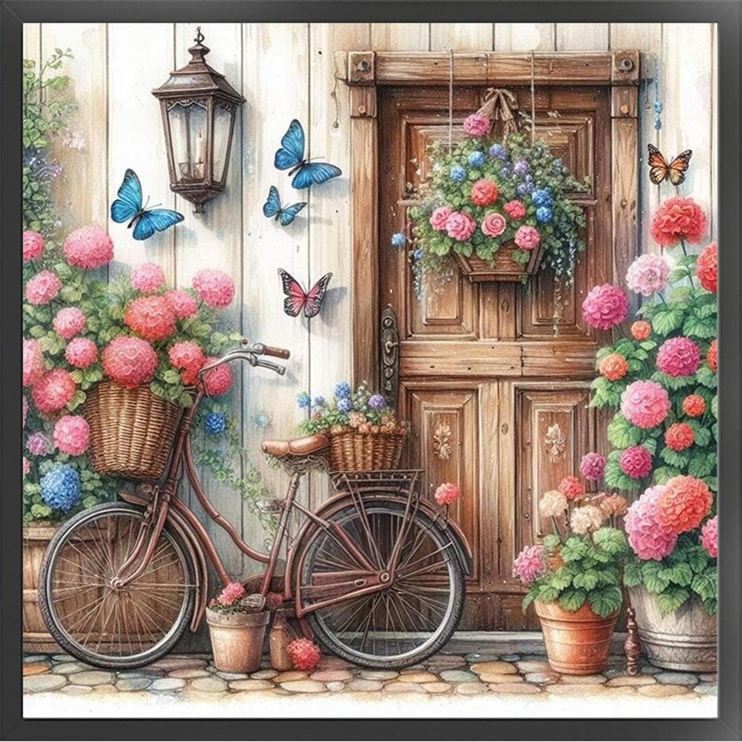 Bicycle And Flowers - Full 11CT Stamped Cross Stitch 40x40CM - Yishu