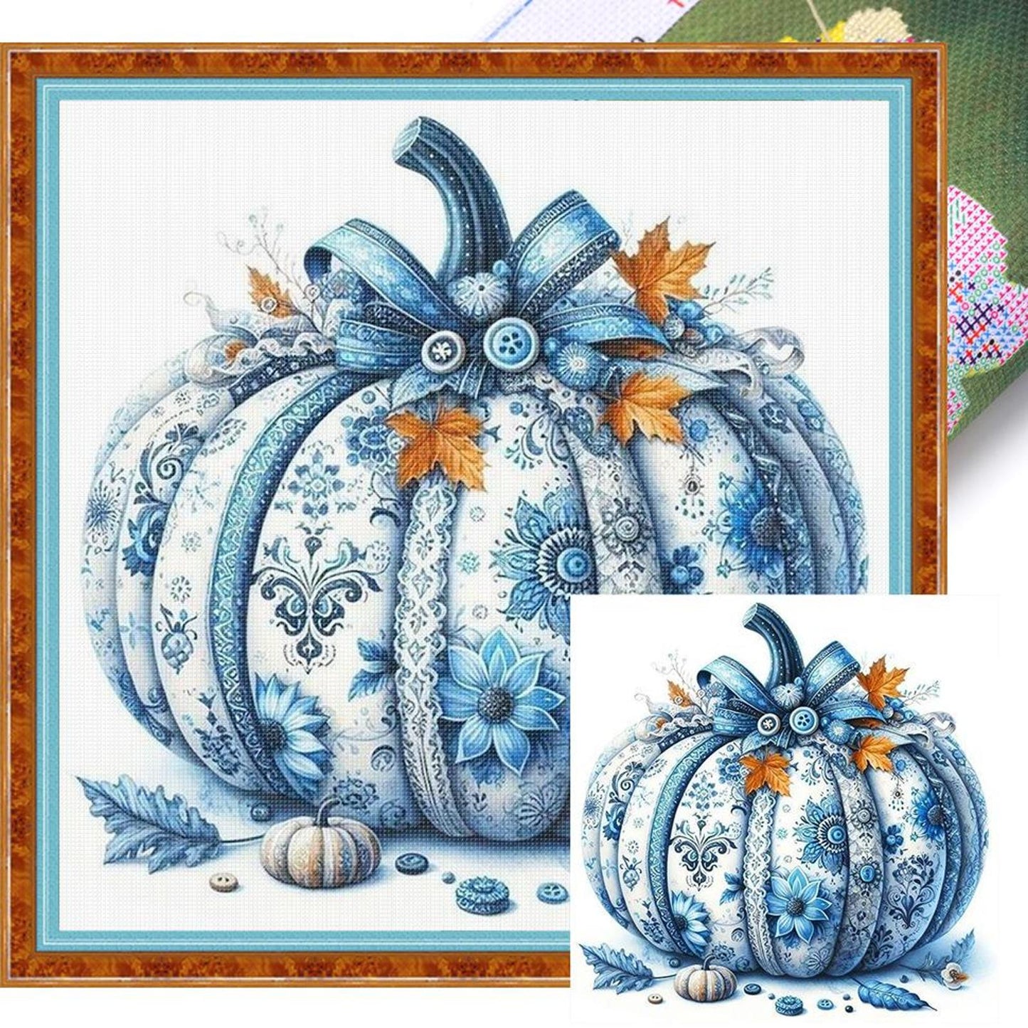 Halloween Pumpkin - Full 11CT Stamped Cross Stitch 45x45CM - Yishu