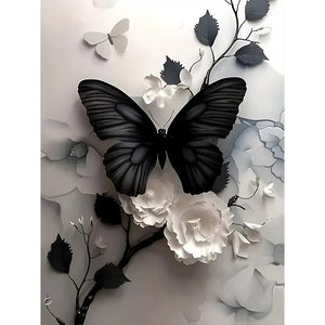 Black Butterfly 30*40CM(Canvas) Full Round Drill Diamond Painting