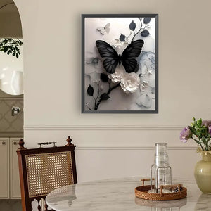 Black Butterfly 30*40CM(Canvas) Full Round Drill Diamond Painting