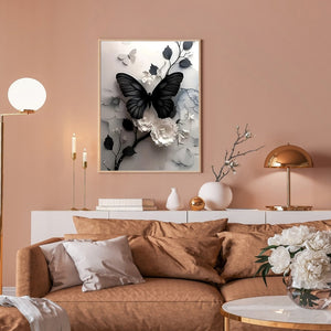 Black Butterfly 30*40CM(Canvas) Full Round Drill Diamond Painting