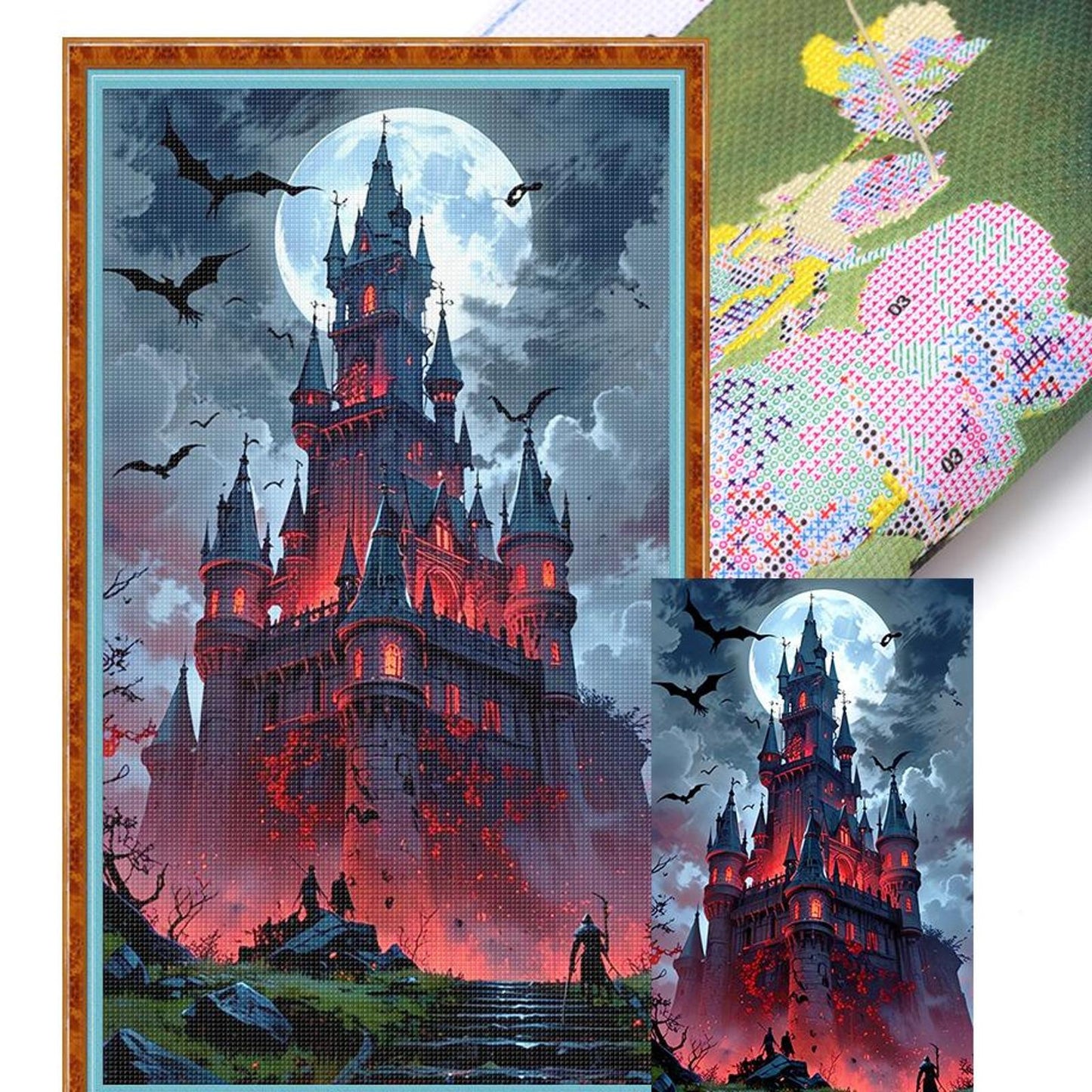 Bat Castle - Full 11CT Stamped Cross Stitch 40x70CM - Huacan