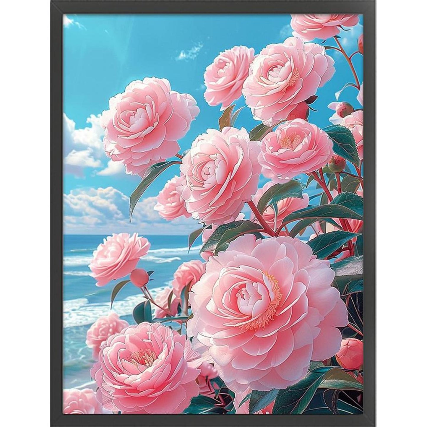 Camellia - Full 11CT Stamped Cross Stitch 61x82CM - Mona Lisa Silk Thread