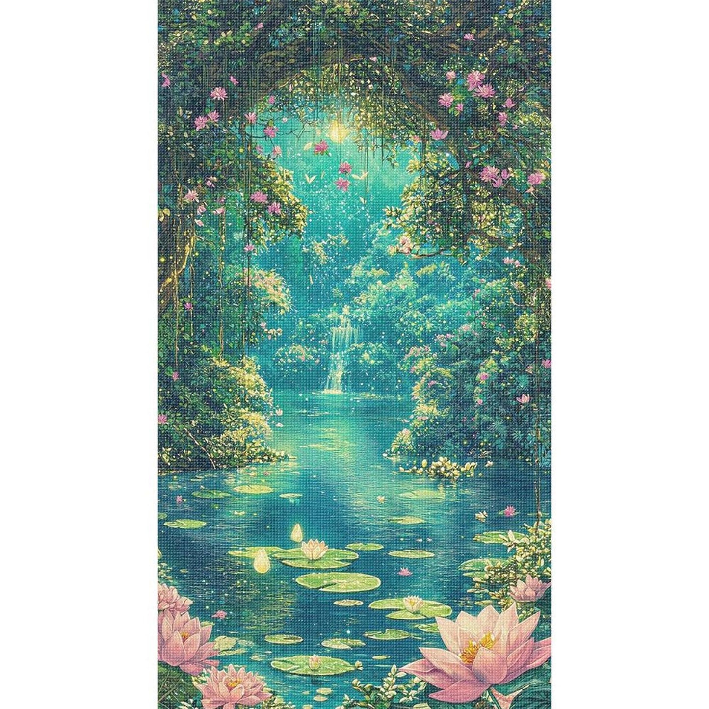 Moonlight Over Lotus Pond - Full 14CT Stamped Cross Stitch 40x70CM - Huacan