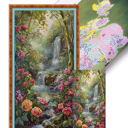 Waterfall - Full 14CT Stamped Cross Stitch 40x80CM - Huacan