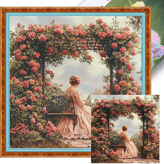 Victorian Maiden - Full 14CT Stamped Cross Stitch 50x50CM - Huacan