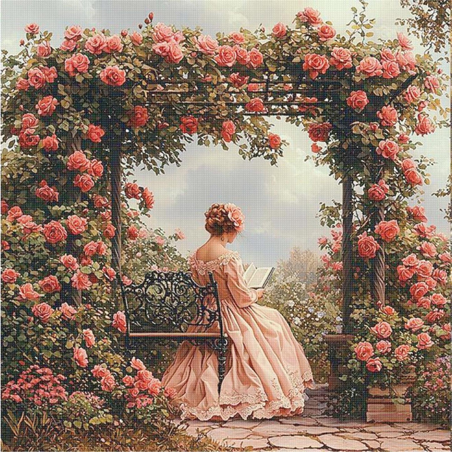 Victorian Maiden - Full 14CT Stamped Cross Stitch 50x50CM - Huacan