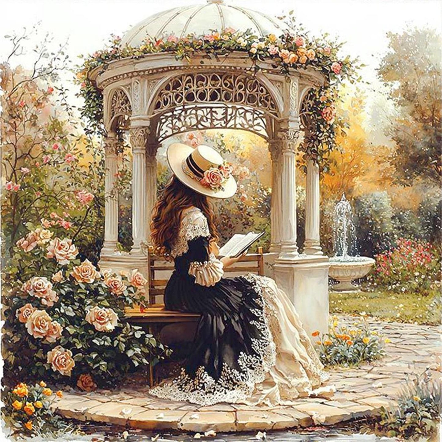 Victorian Maiden - Full 14CT Stamped Cross Stitch 50x50CM - Huacan