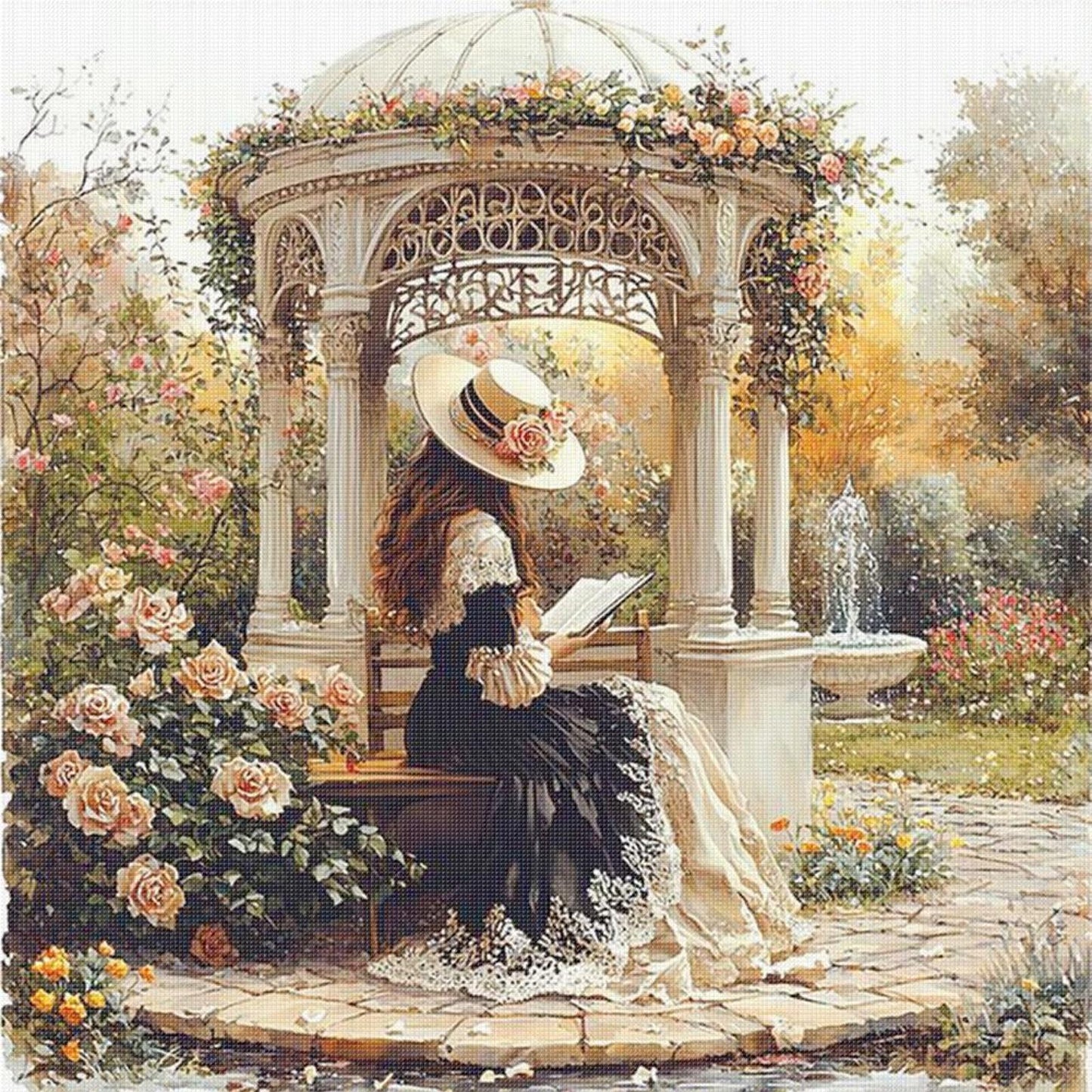 Victorian Maiden - Full 14CT Stamped Cross Stitch 50x50CM - Huacan