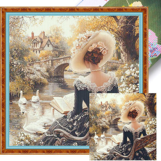 Victorian Maiden - Full 14CT Stamped Cross Stitch 50x50CM - Huacan