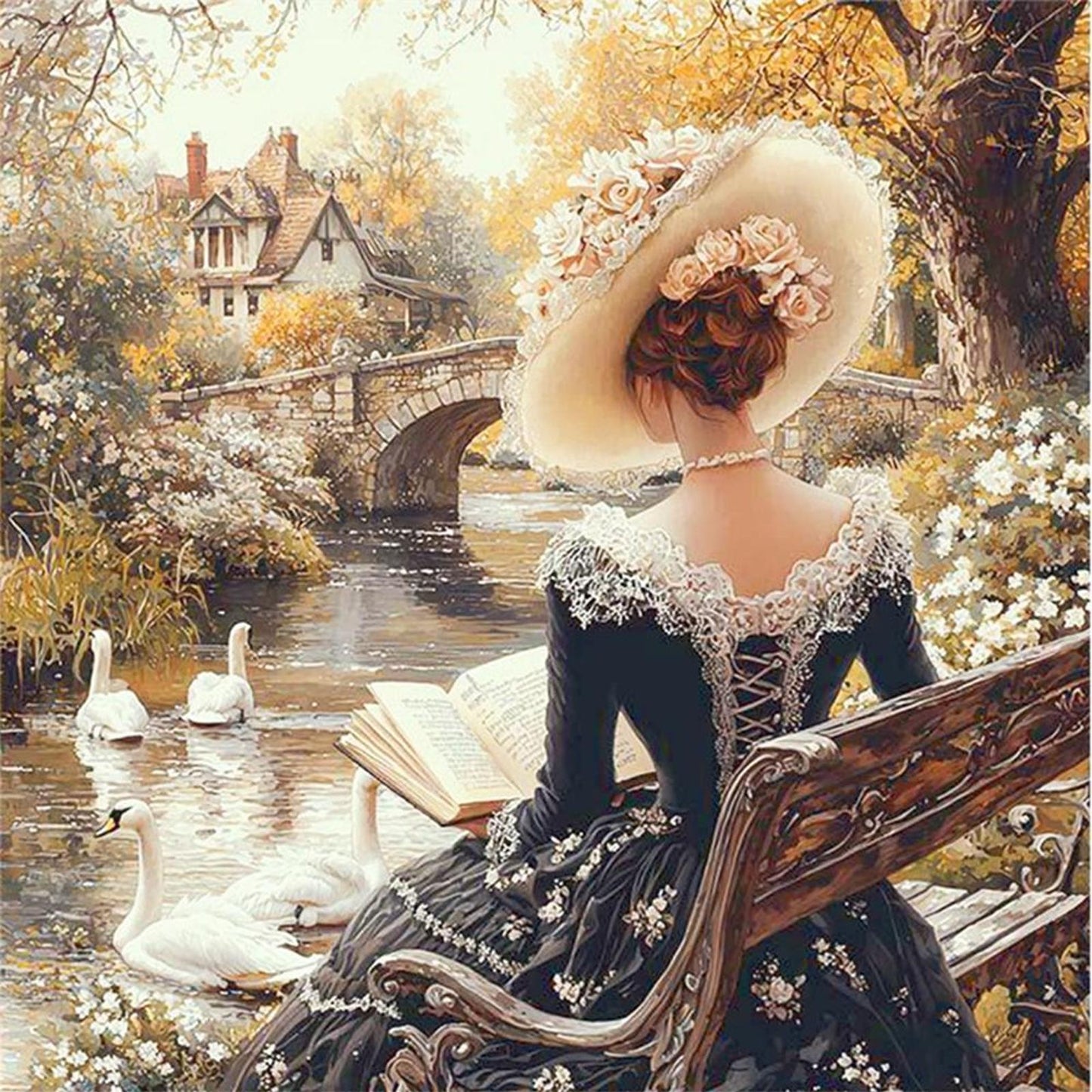 Victorian Maiden - Full 14CT Stamped Cross Stitch 50x50CM - Huacan