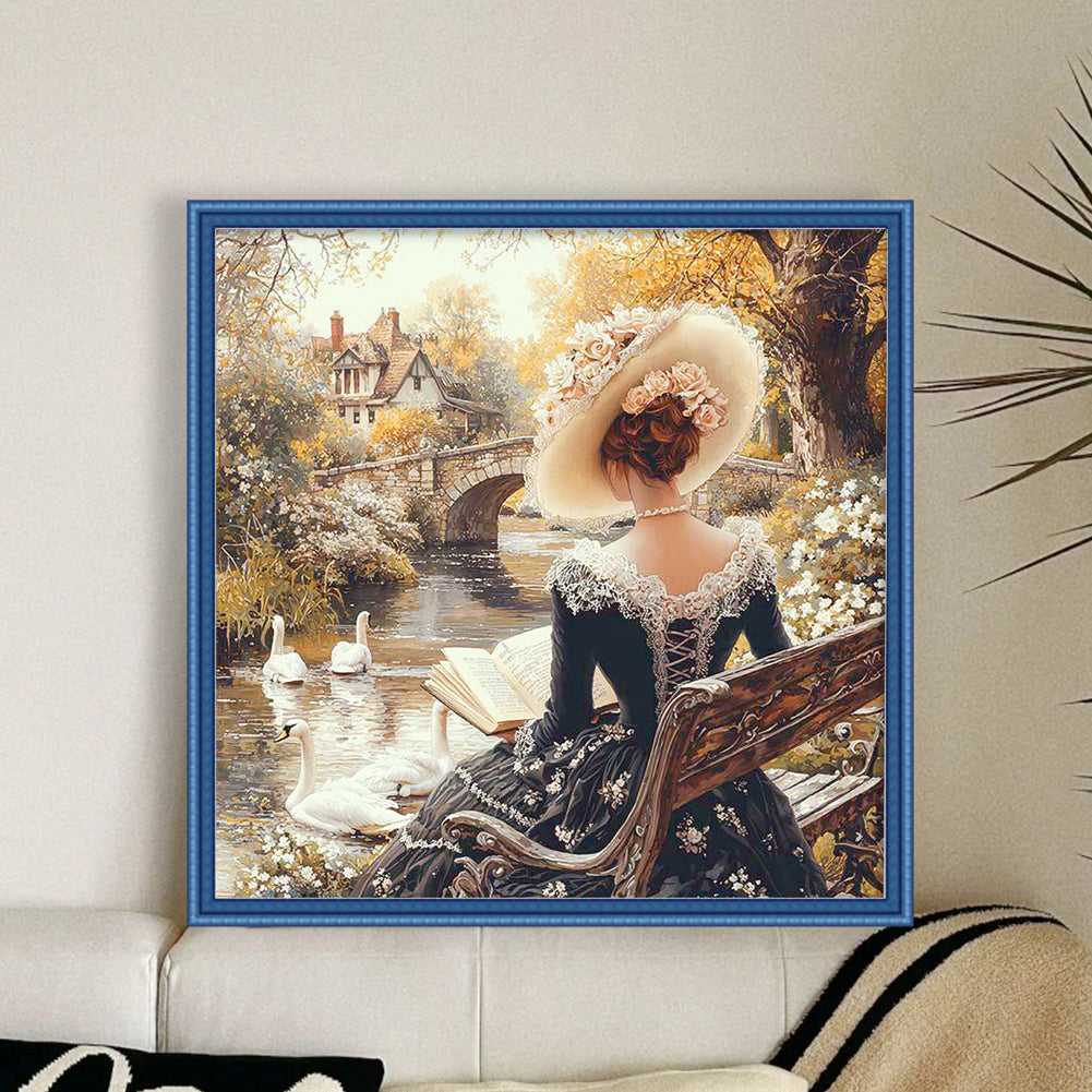 Victorian Maiden - Full 14CT Stamped Cross Stitch 50x50CM - Huacan